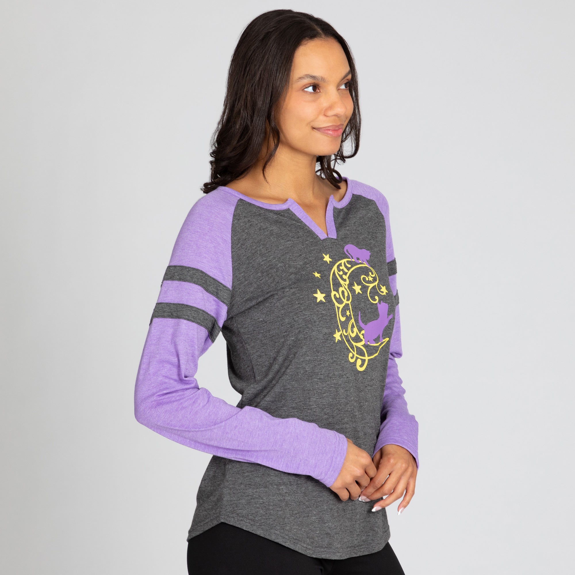 Kittens & Moon Long Sleeve Heathered Tee、mySite、camillekostekn