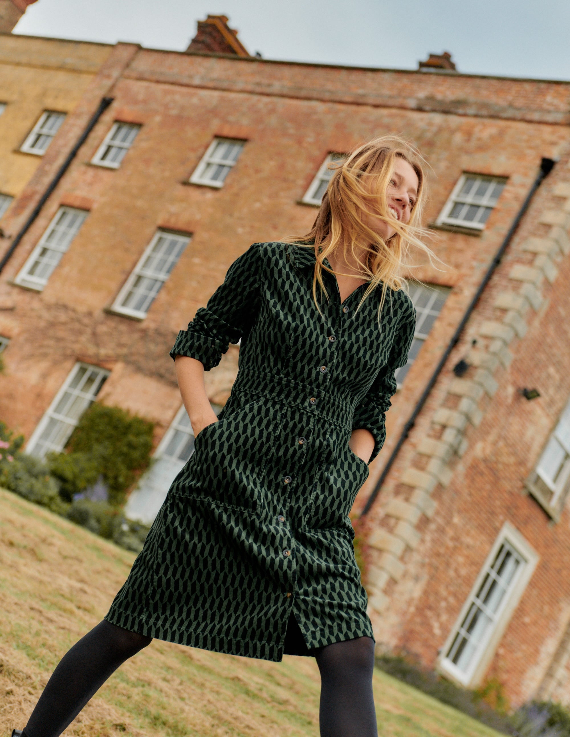  Flora Cord Shirt Dress-Amazon Green, Block Tile、mySite、ashleygrahame