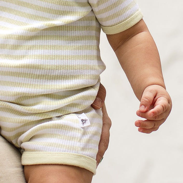  Rib Stripe Organic Cotton Baby Romper、mySite、layawaytickets