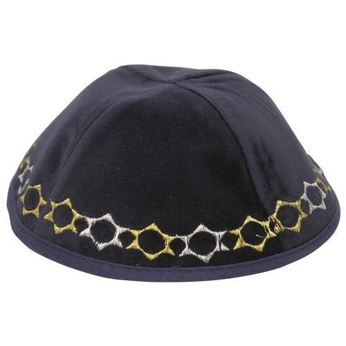  Navy Kippah w/Silver & Gold Embroidery、mySite、elrpsem3k