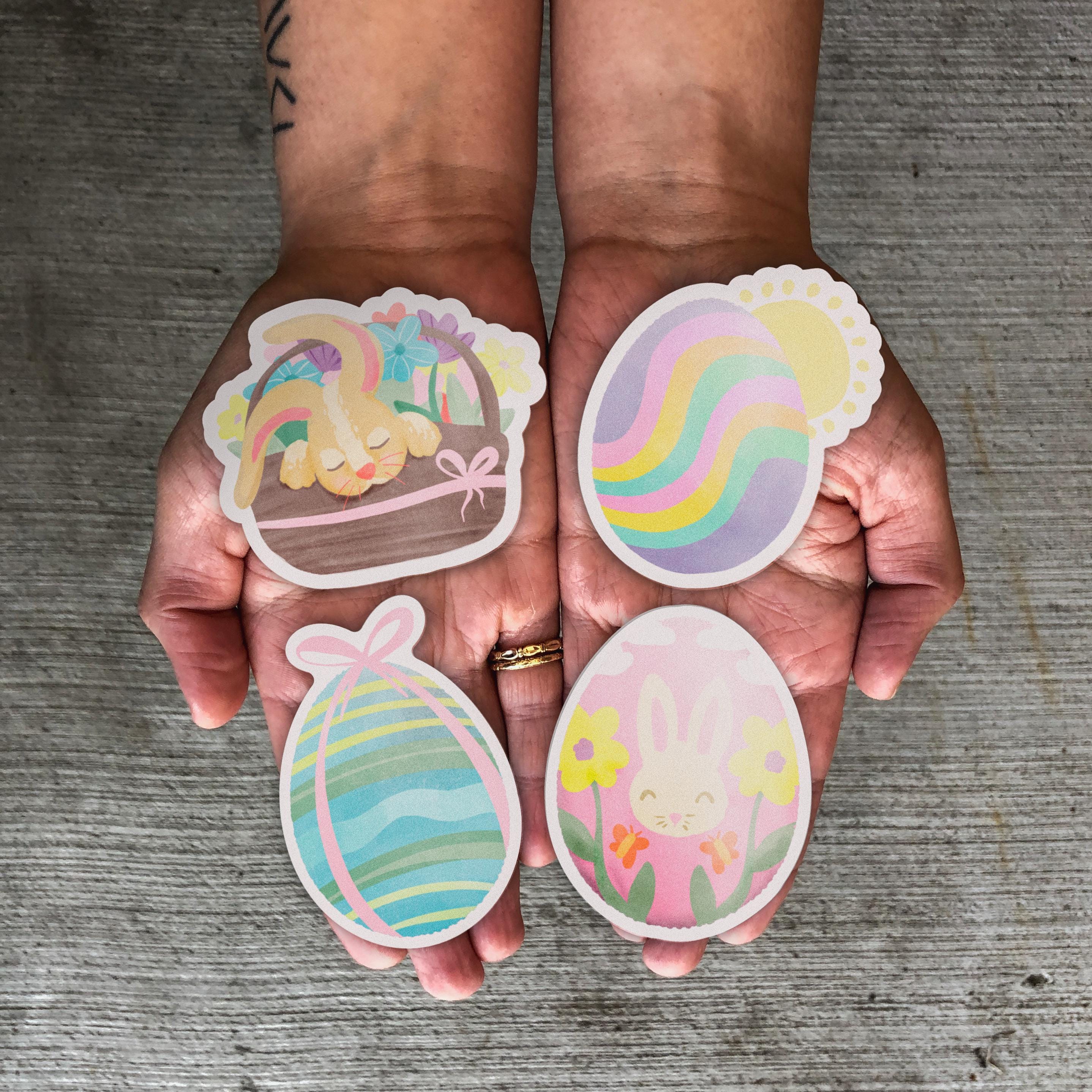  Pink Egg with Bunny and Flowers Easter Sticker、mySite、elrpsem3k