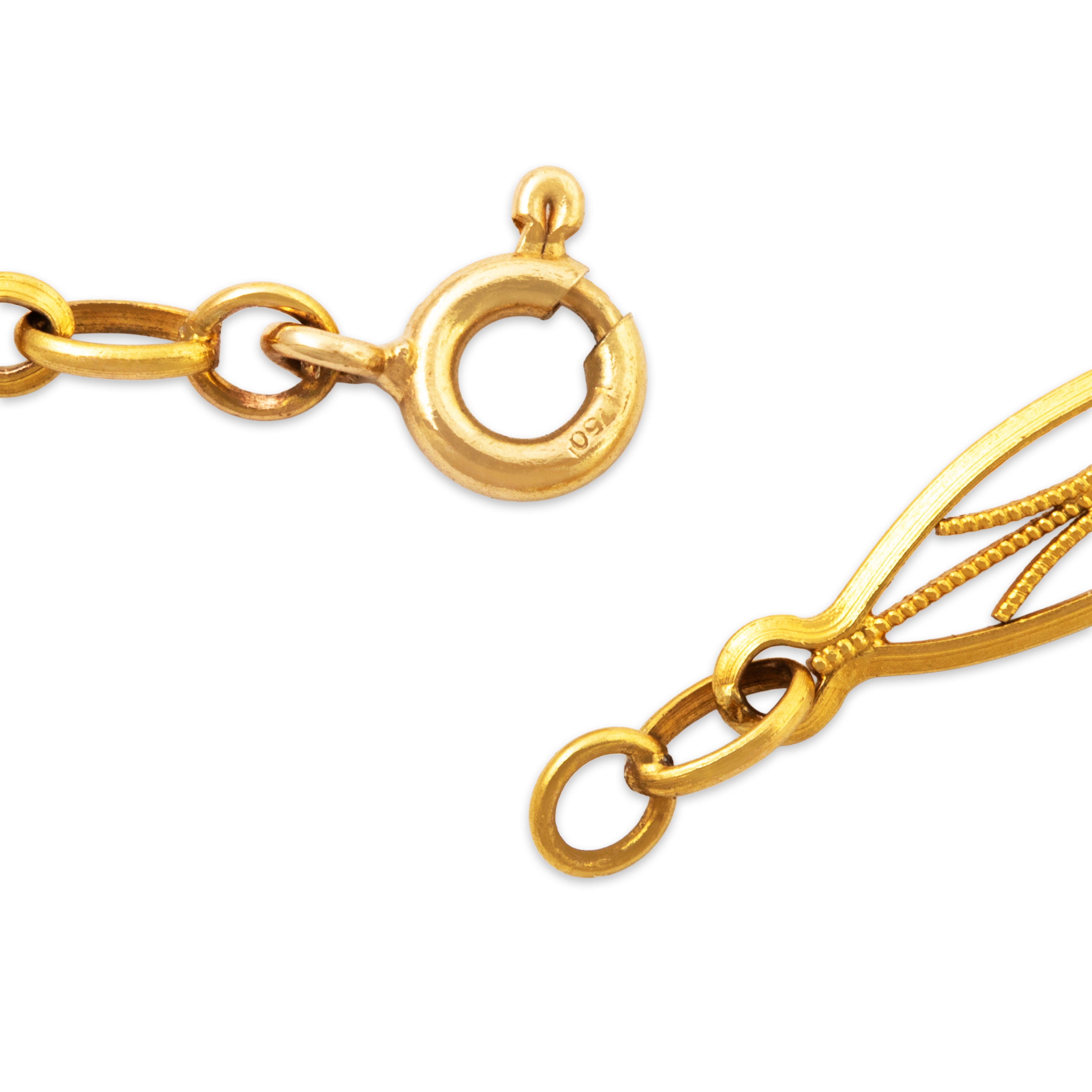 Antique French 18k Yellow Gold Charm Holder Clip Necklace 19.5、mySite、hinf8tx79