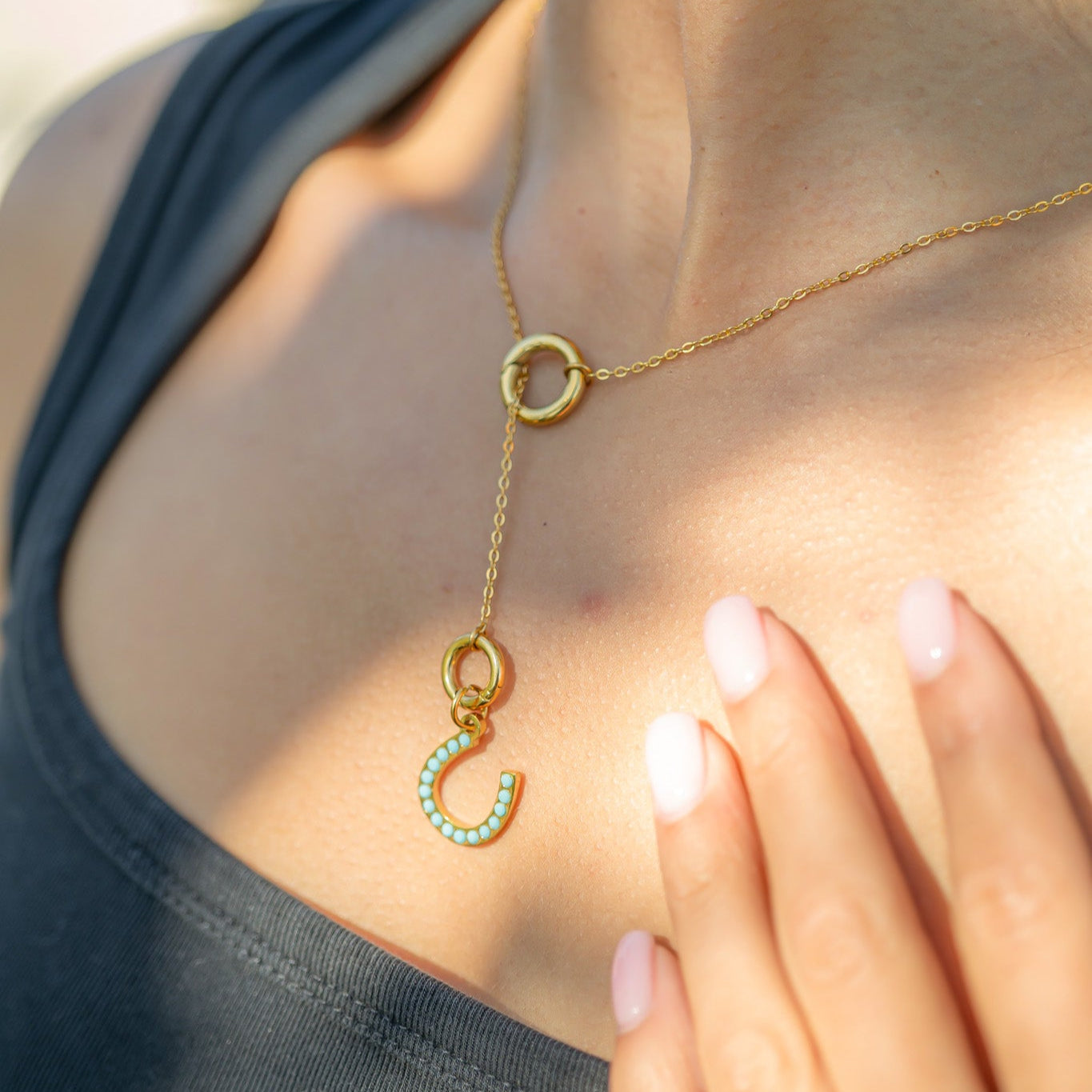 18K Gold PVD Stainless Steel Mini Circle Carabiner Clasp / ENC0031、mySite、dreamappss