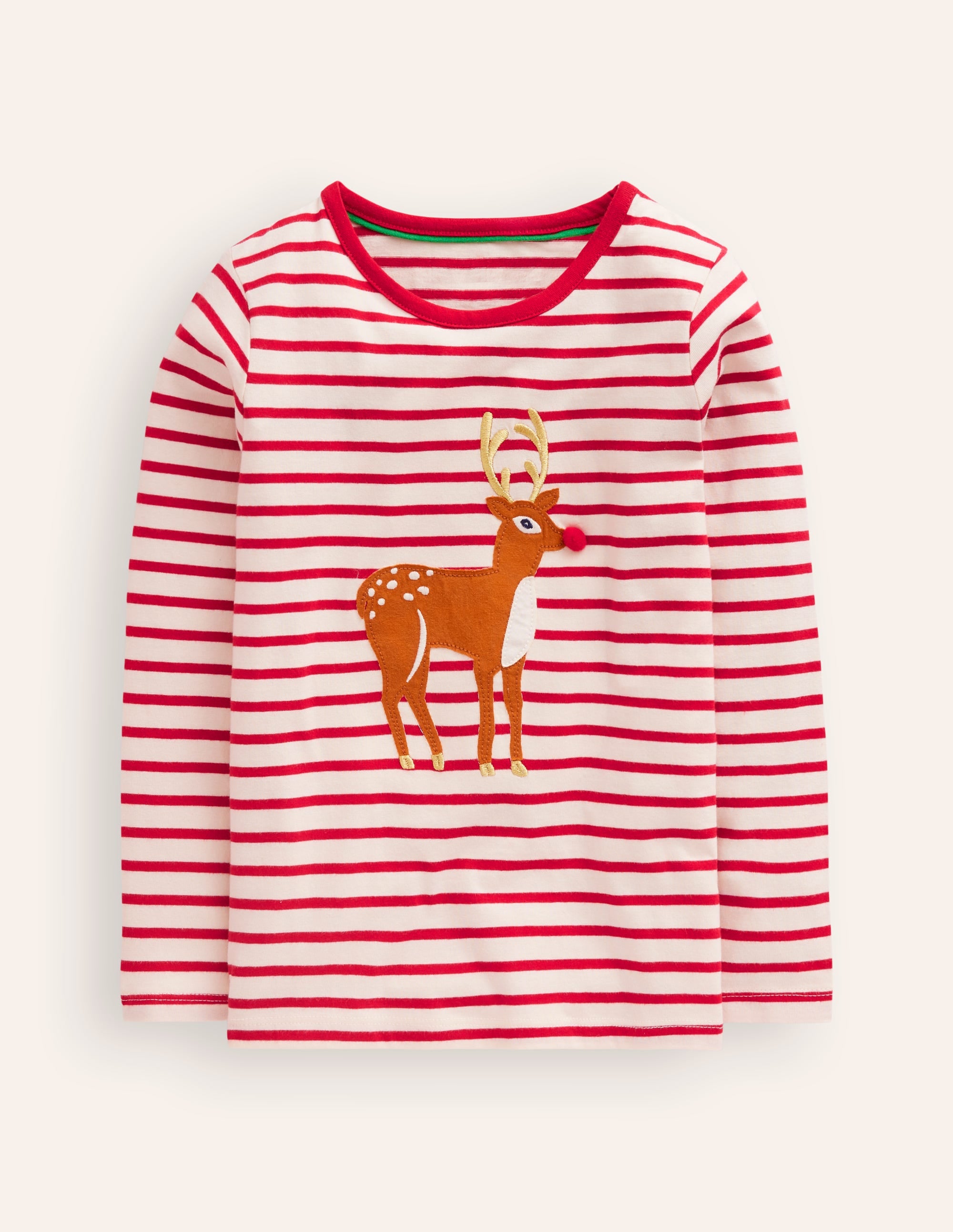  Appliqu茅 Long Sleeve Top-Rockabilly Red/ Ivory Deer、mySite、ashleygrahame