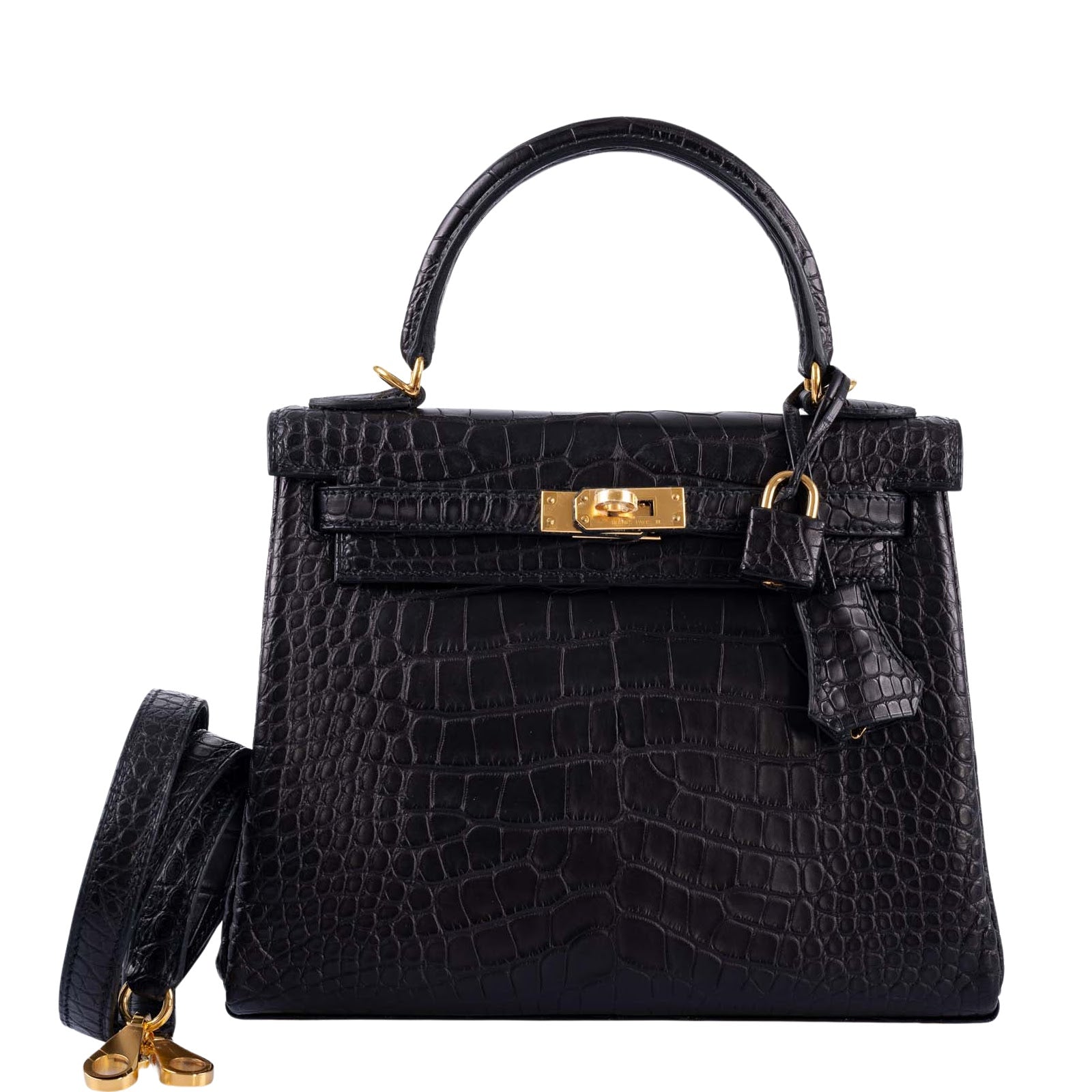Hermès Kelly 25 Retourne Matte Black Alligator Gold Hardware、mySite、garminoutage.com