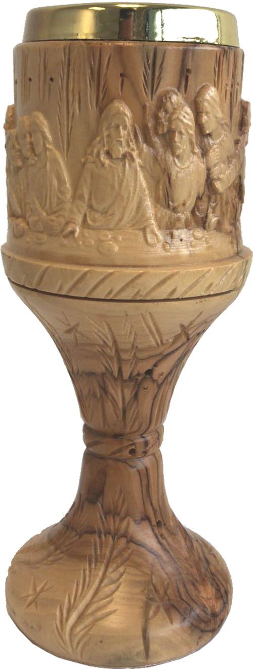 Hand Carved Last Supper Olive Wood Wine Goblet or Cup Extra Large - 10 Inches high、mySite、topwebapps