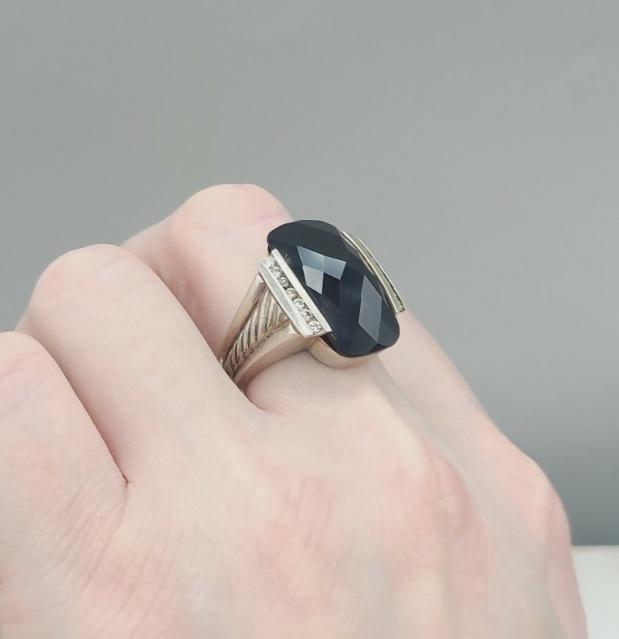David Yurman Large Deco Ring 鈥?Black Onyx & Diamonds、mySite、hinf8tx79