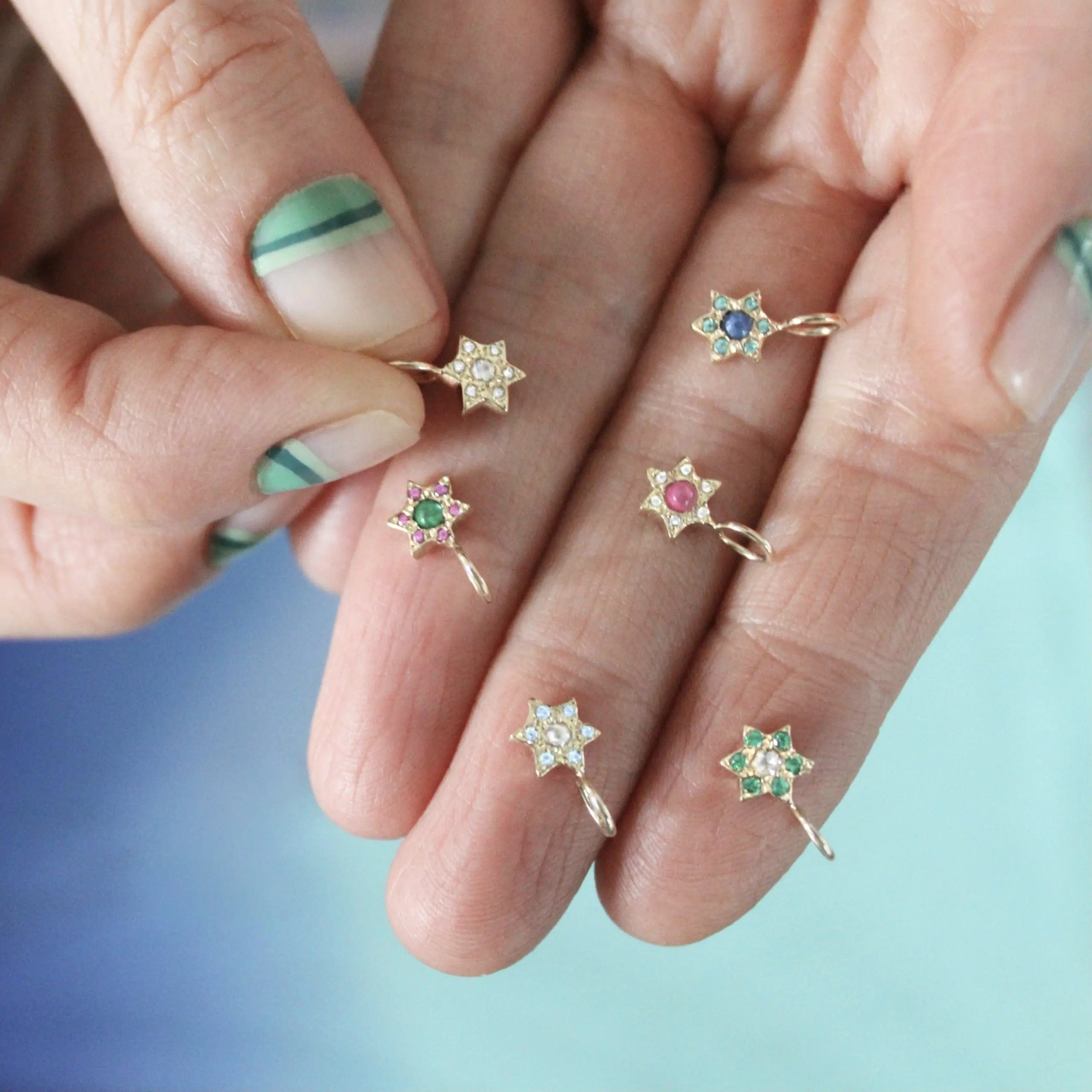 Custom Stones Star of David Necklace by Elisa Solomon - 14k Yellow, Rose or White Gold、mySite、topwebapps