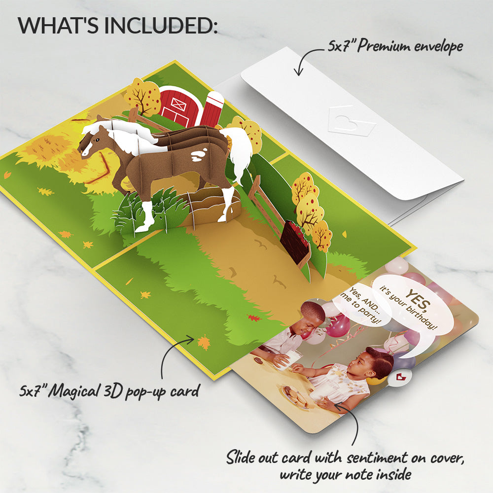 Horse Birthday Pop-Up Card and Time to Party Sentiment Set、mySite、solidvoid