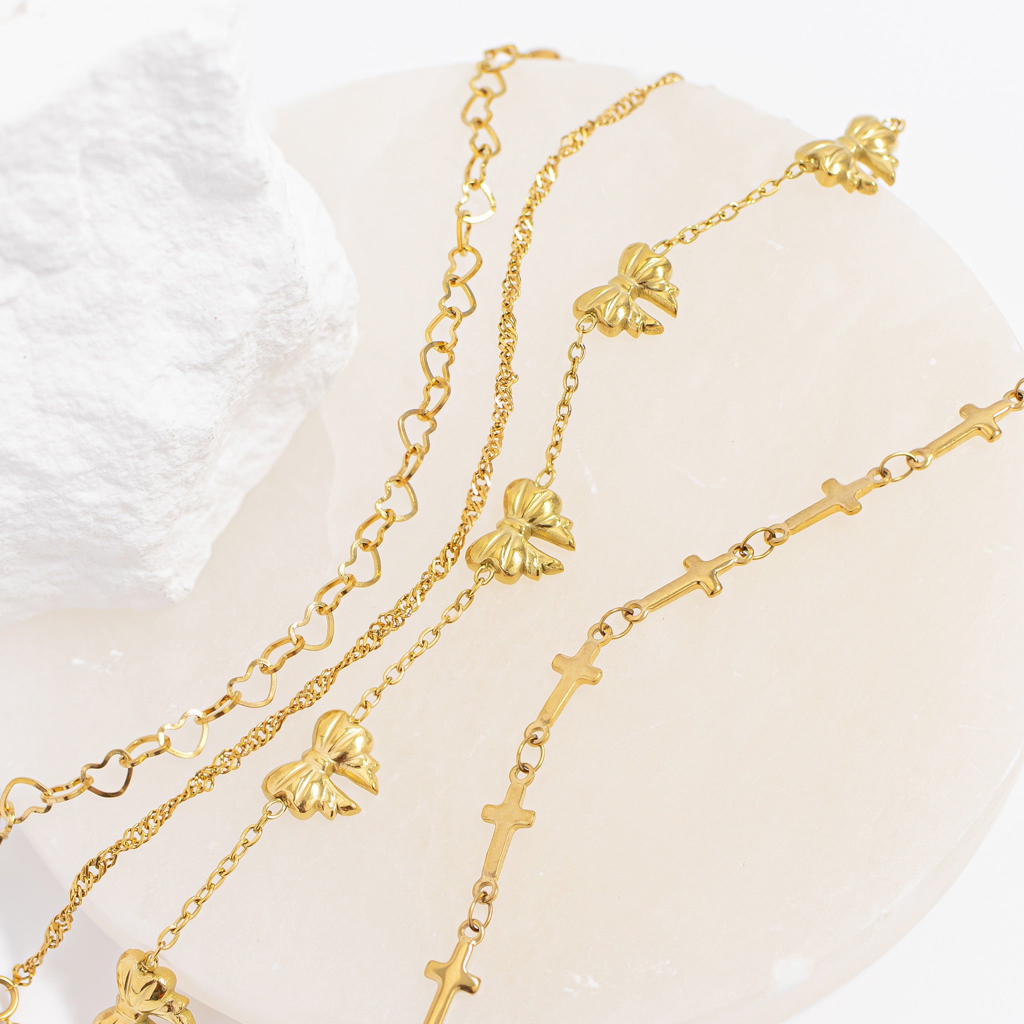 18K Gold PVD Stainless Steel Heart Chain Bracelet / BRJ1065、mySite、dreamappss