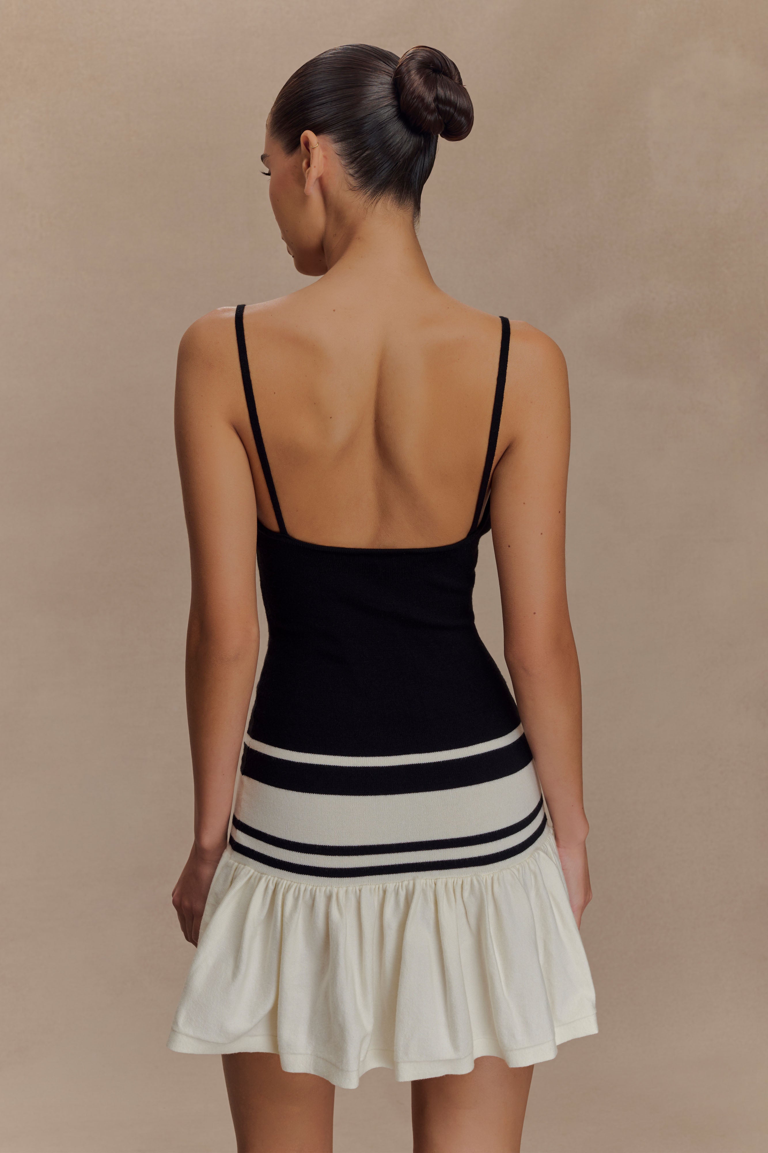 Ellison Contrast Knit Mini Dress - Black/White、mySite、solidvoid