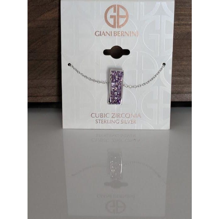 Purple CZ Bar Italian Sterling Silver Necklace by Giani Bernini、mySite、g9winljtr