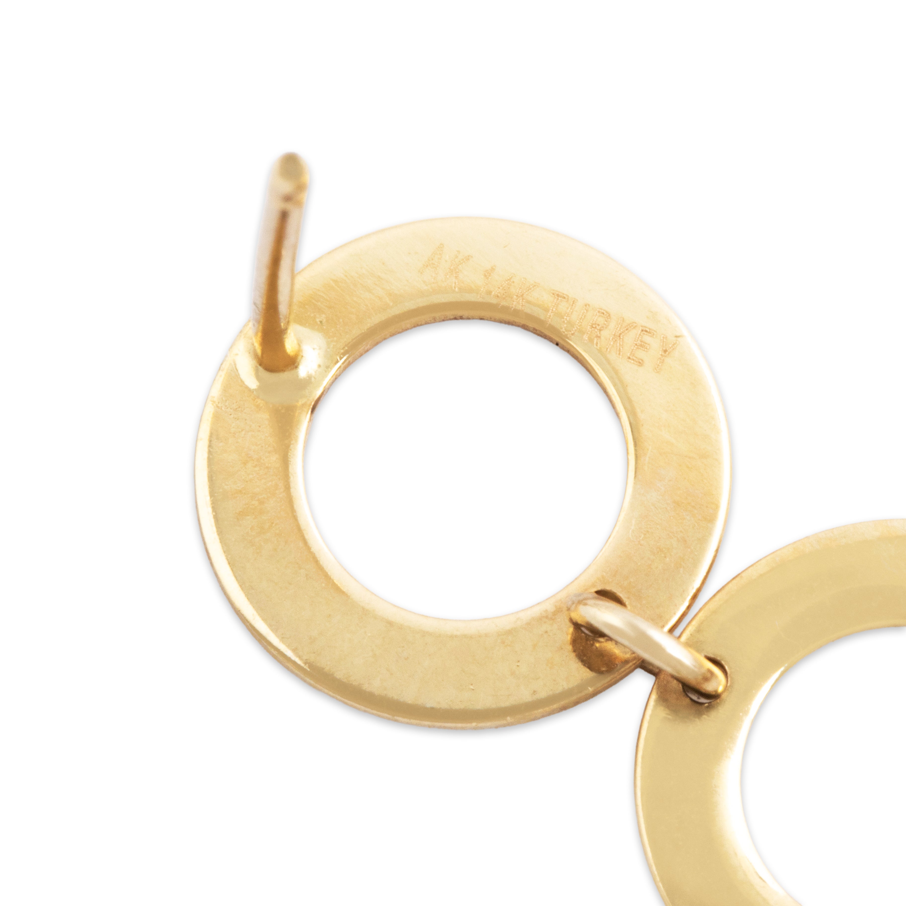 Vintage Large 14k Yellow Gold Crimped Circles Dangle Earrings、mySite、hinf8tx79