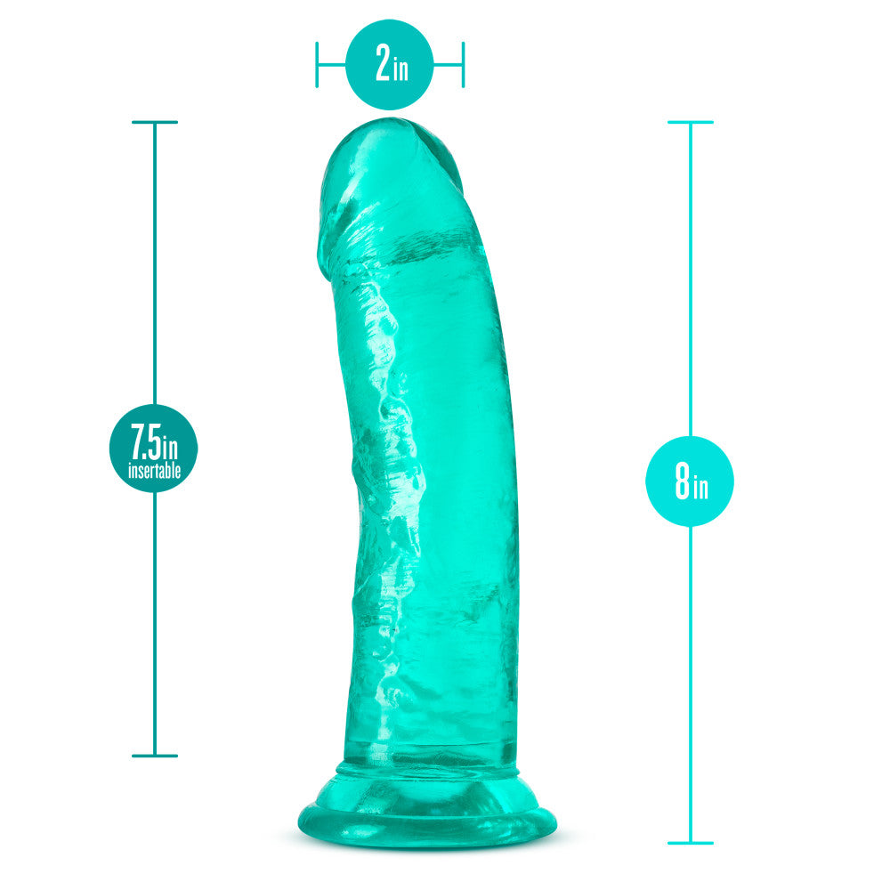 B Yours Plus By Blush® | Roar N’ Ride Realistic Teal 8-Inch Long Dildo With Suction Cup Base、mySite、bottomscart
