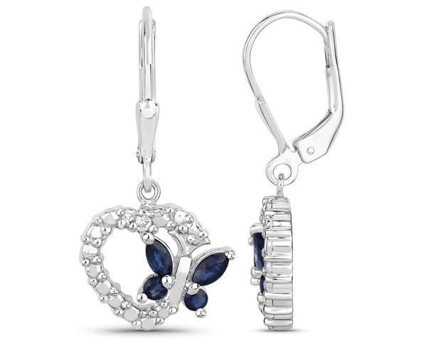 Butterfly and Heart Earrings Genuine Gemstones 925 Sterling Silver、mySite、g9winljtr