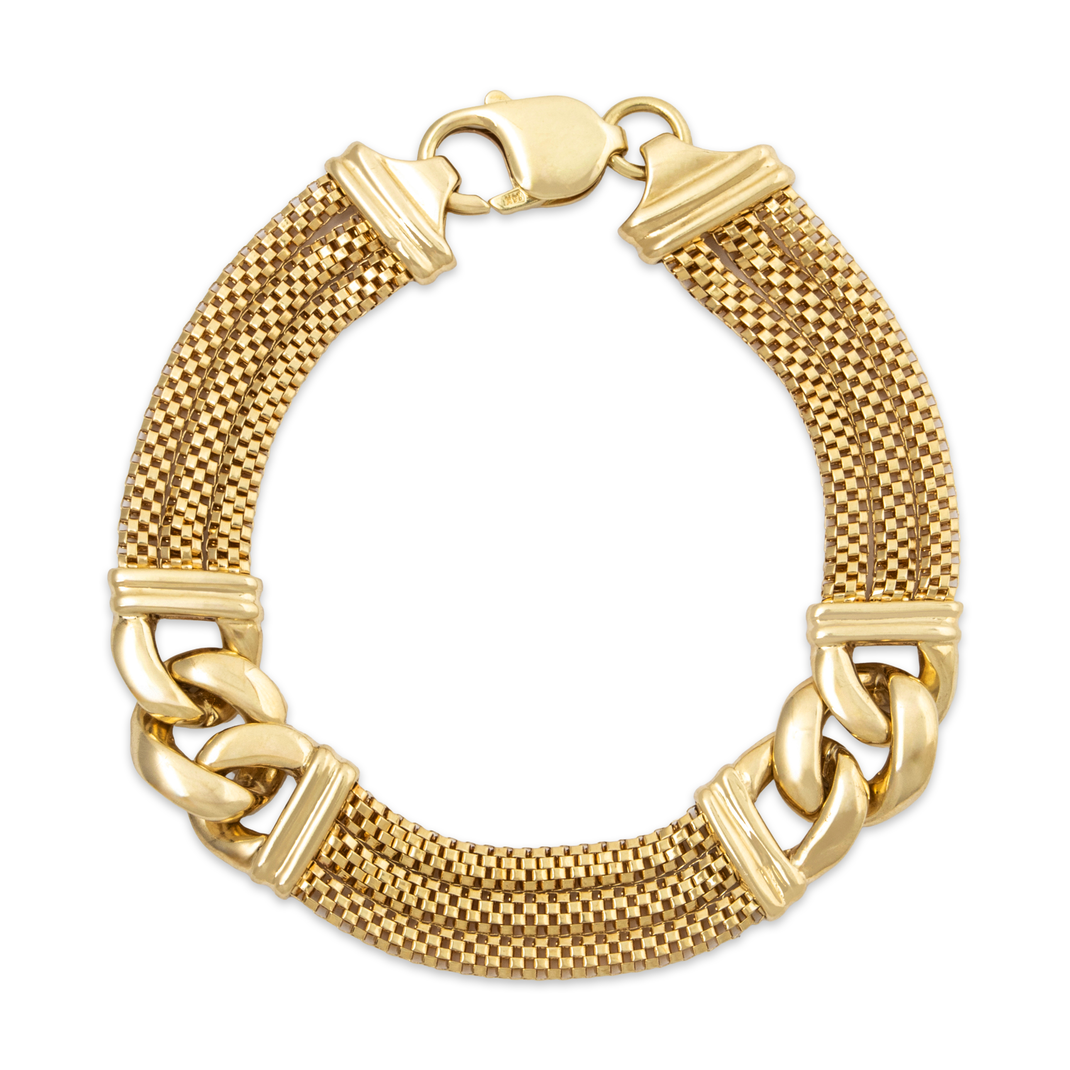 Vintage Heavy 14k Yellow Gold Unusual Curb Chain Mesh Bracelet 6.75、mySite、hinf8tx79