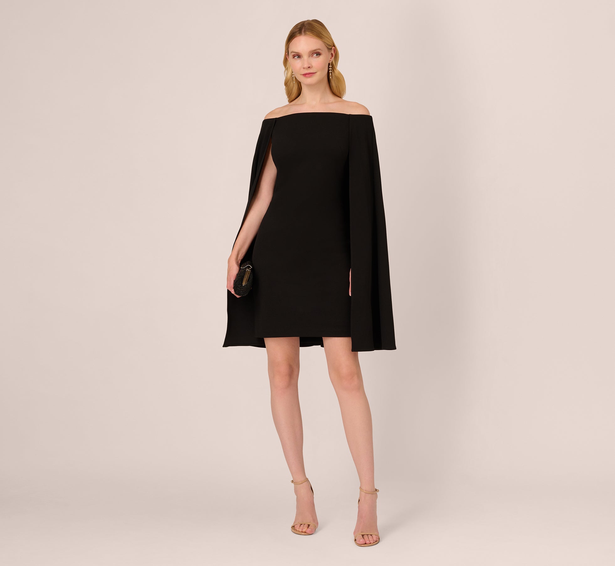 Off The Shoulder Cape Dress In Black、mySite、solidvoid