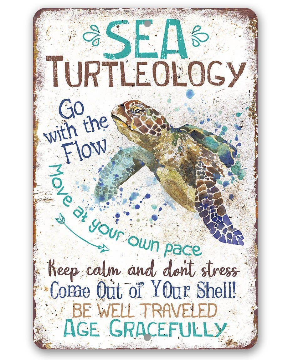 Sea Turtleology - Made in the USA Metal Sign、mySite、g9winljtr