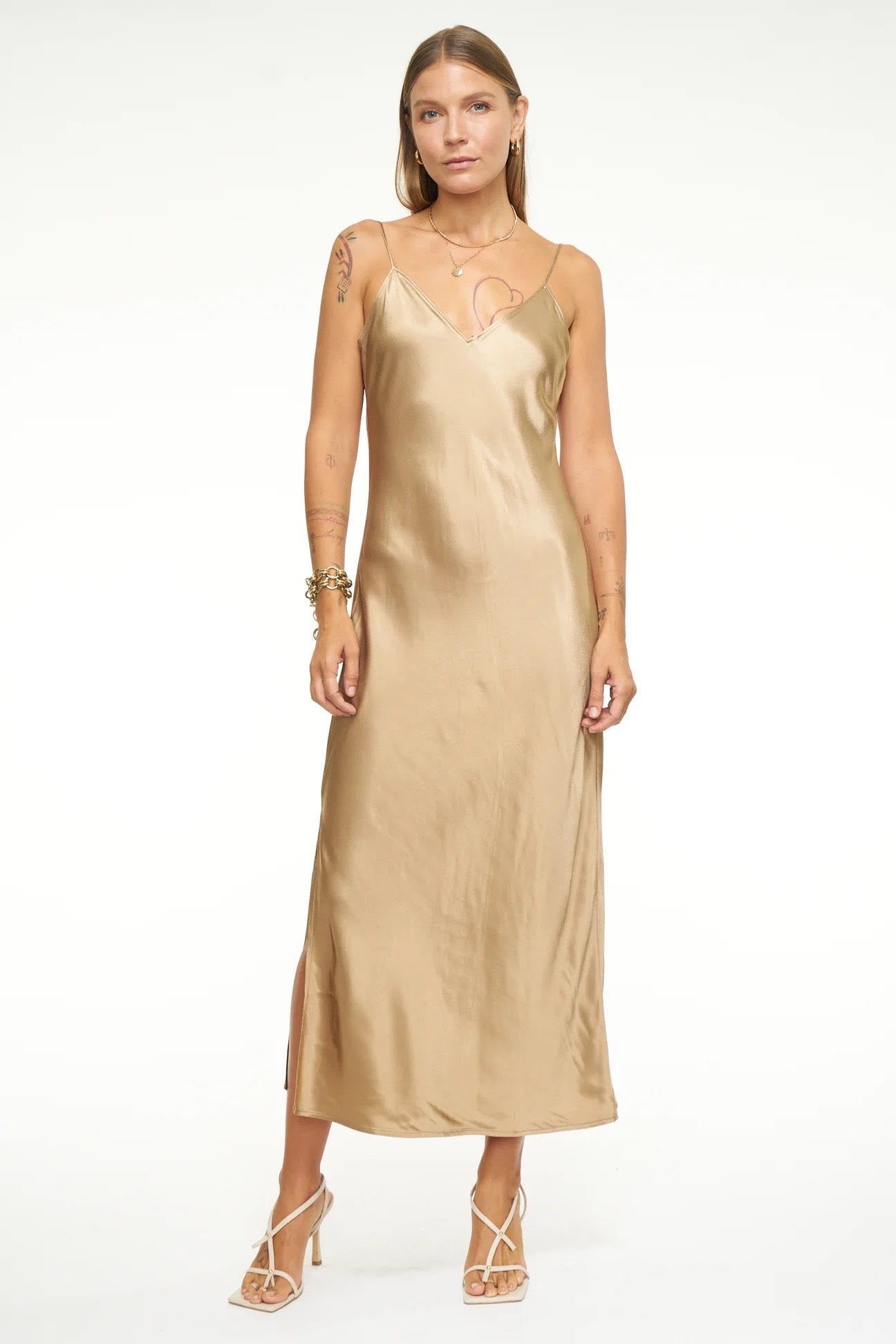 Mari V Neck Slip Dress In Mushroom、mySite、dreamappss