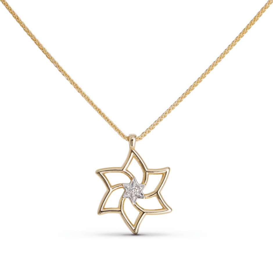 Floral Diamond Star of David Necklace by Israel Museum - 14k Gold、mySite、topwebapps