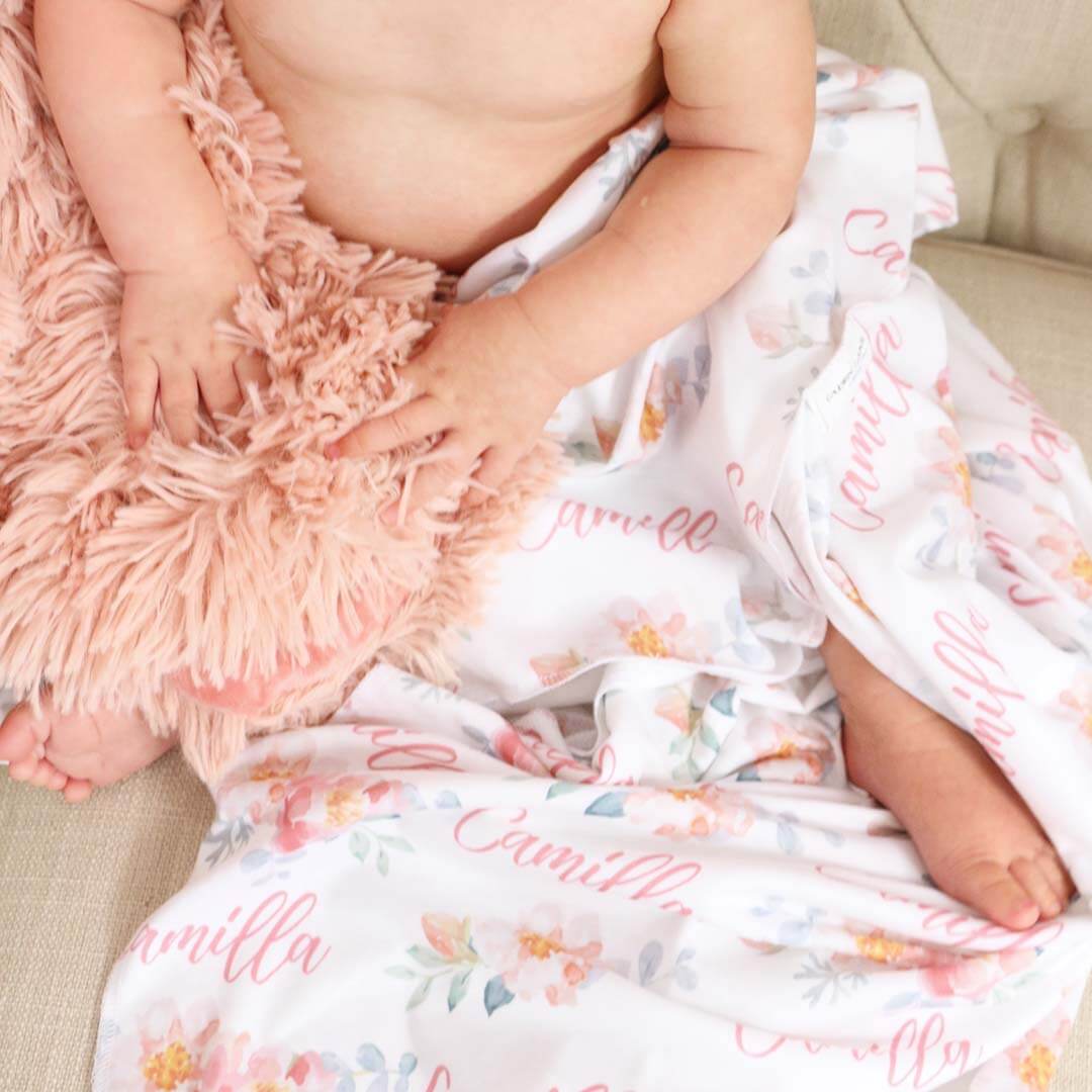  Ella's Dusty Rose Personalized Baby Name Swaddle Blanket、mySite、layawaytickets