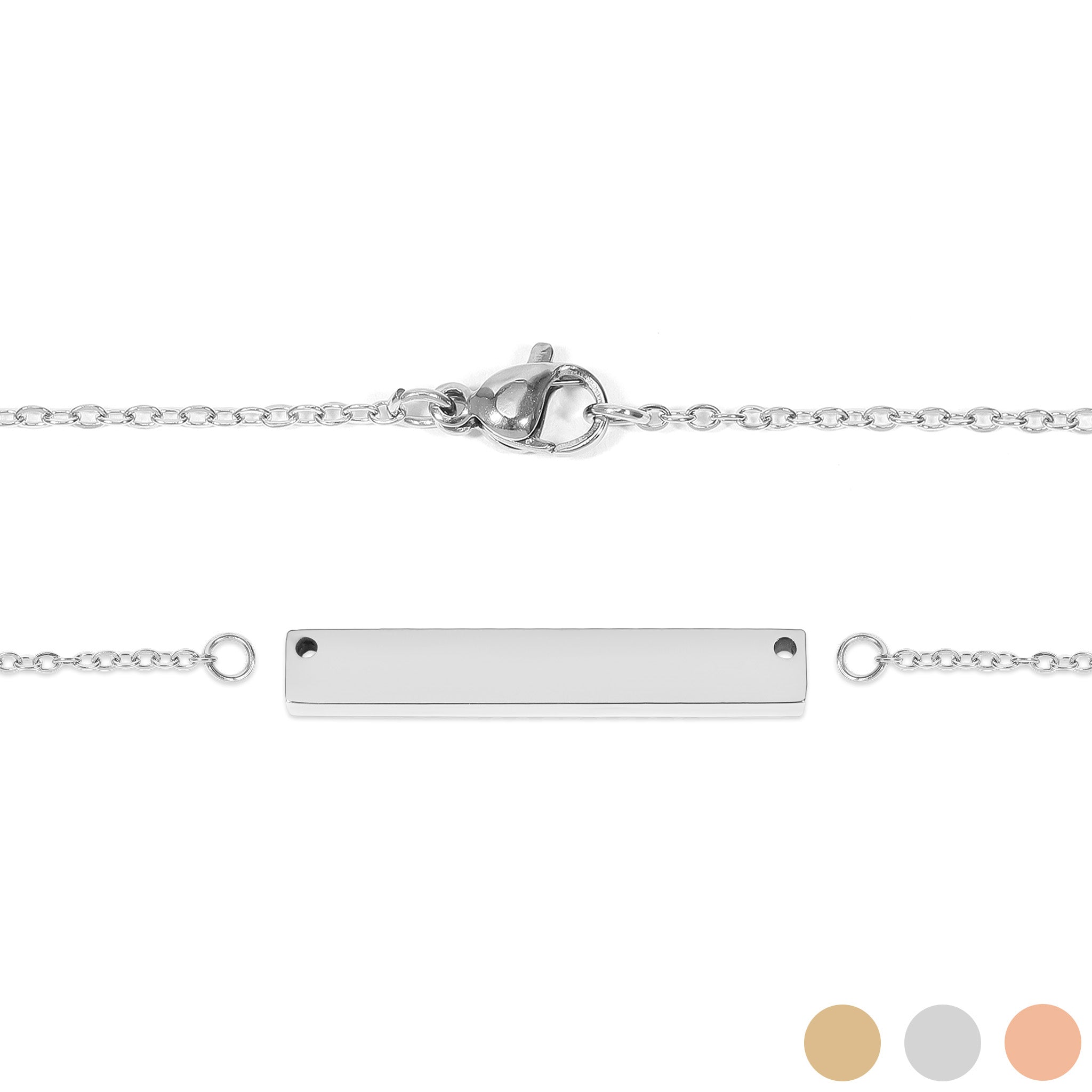 18K Gold PVD Stainless Steel Blank Bar Necklace With Separated Chain / SBB0075、mySite、dreamappss