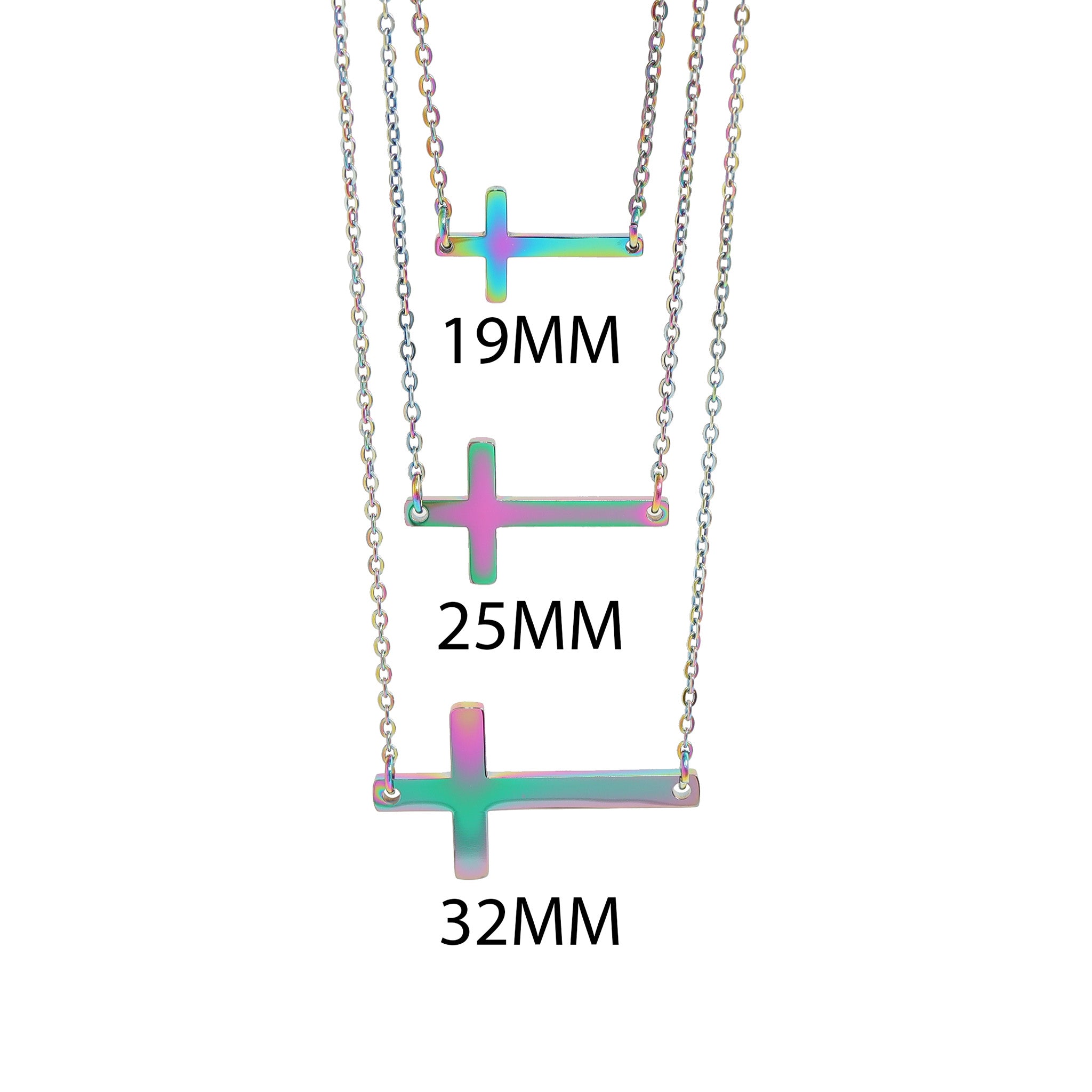 18K Gold PVD Stainless Steel Horizontal Blank Cross Necklace / SBB0285、mySite、dreamappss