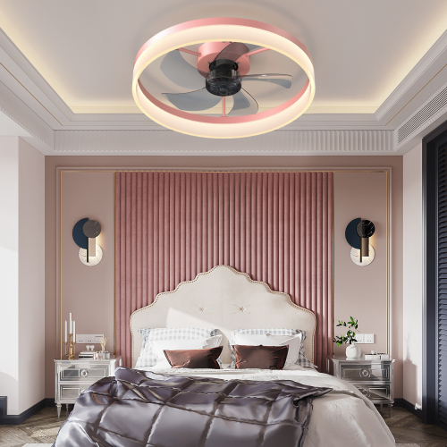 Ceiling Fans with Lights Dimmable LED Embedded installation of thin modern ceiling fans(Rose Gold)、、eastwooduniform