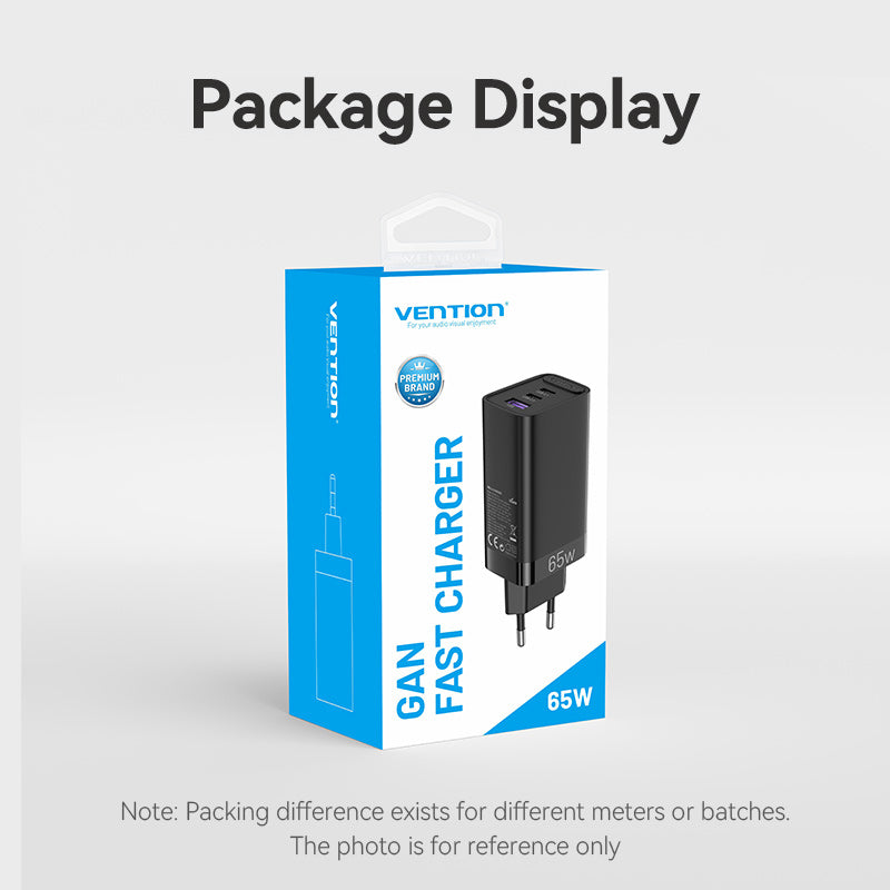 Vention 3-Port USB(C+C+A) GaN Charger(65W/30W/30W) EU-Plug、mySite、fannypackpong
