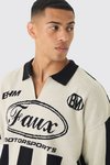  Boohooman Oversized Boxy Football Knitted Polo Stone、mySite、justintrudeaud