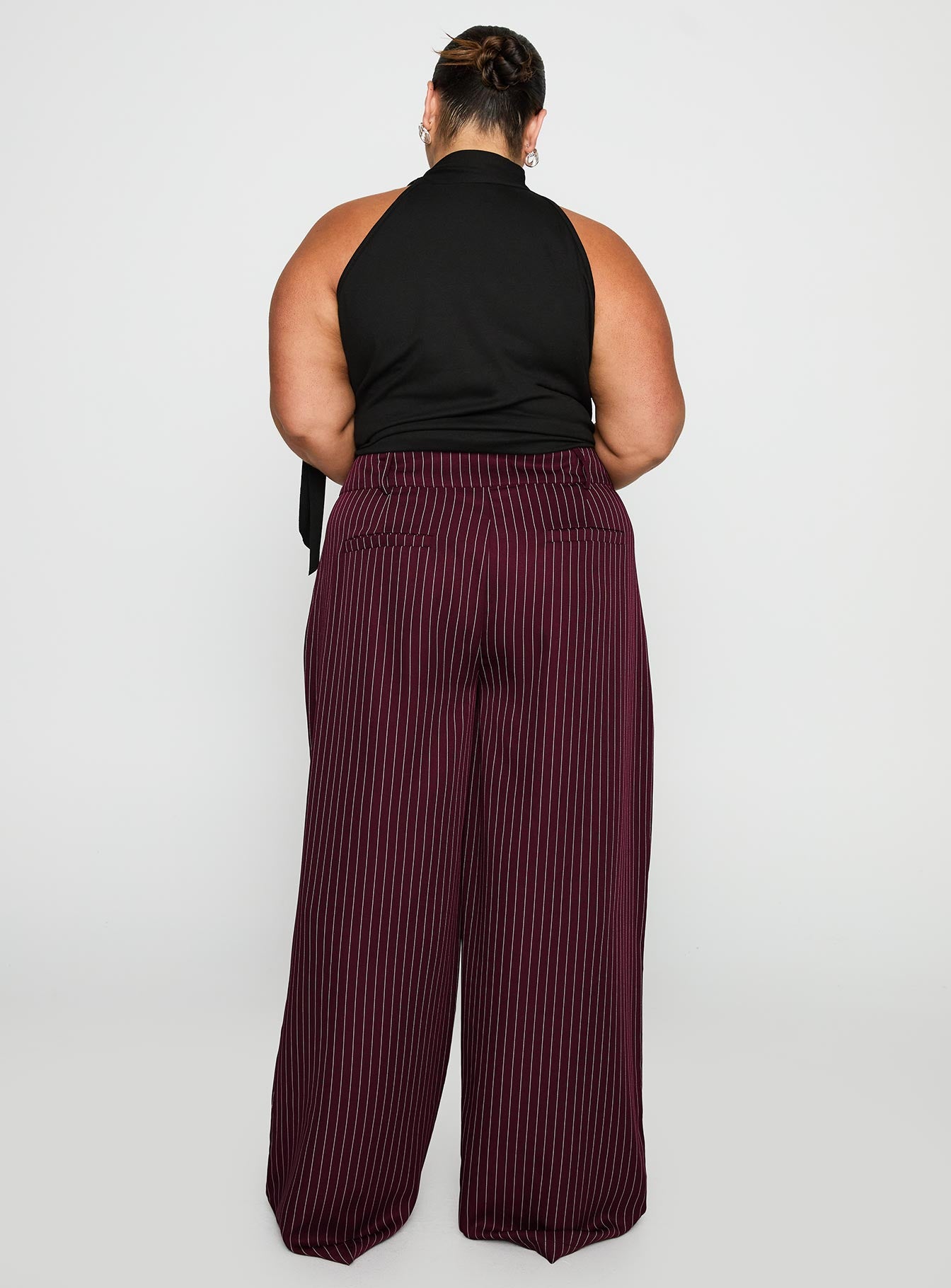Lorenne Mid Rise Pant Burgundy Pinstripe Curve、mySite、solidvoid
