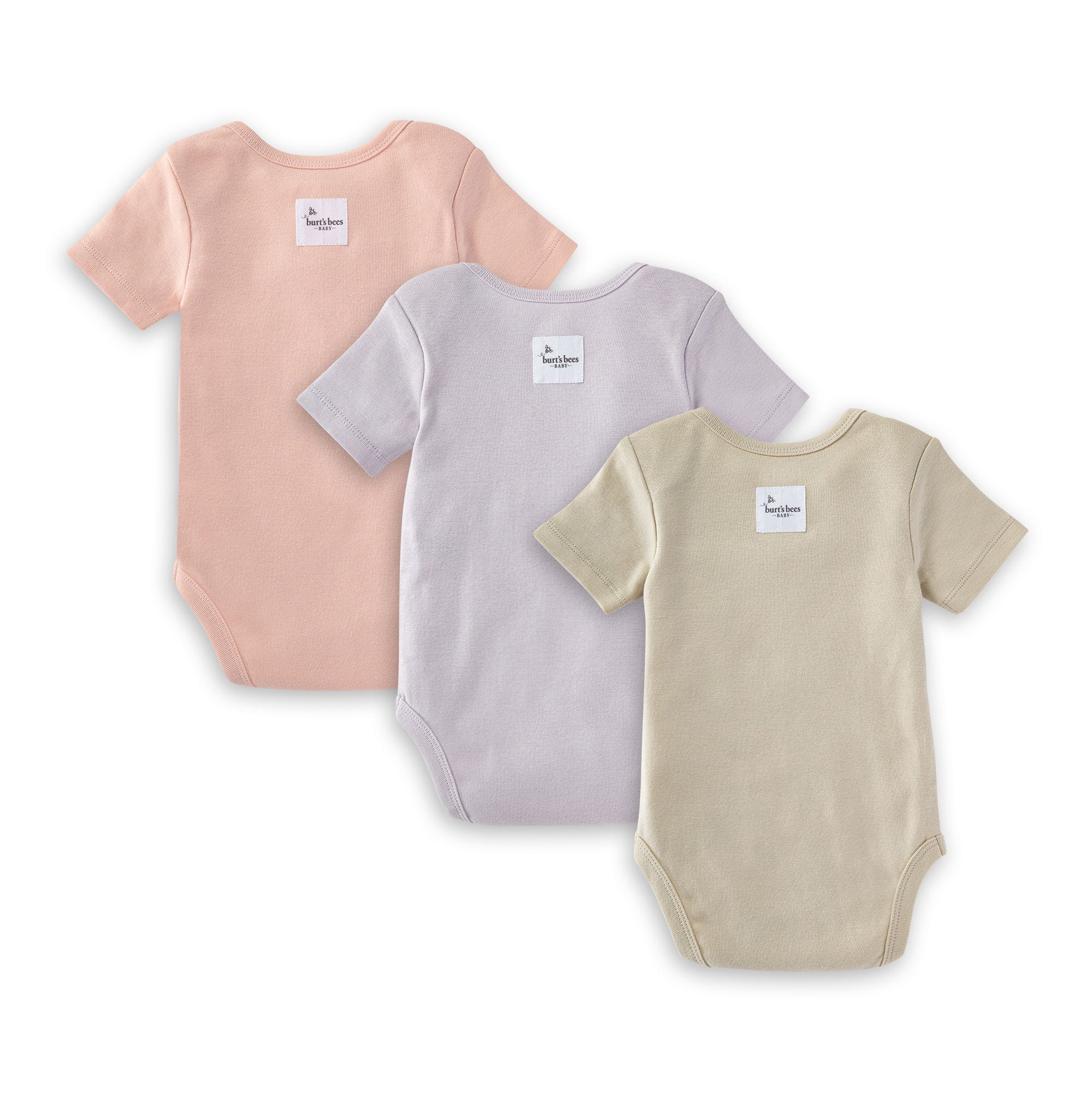 Organic Solid Short Sleeve Bodysuits - Set of 3 - Pink Sand、mySite、g9winljtr