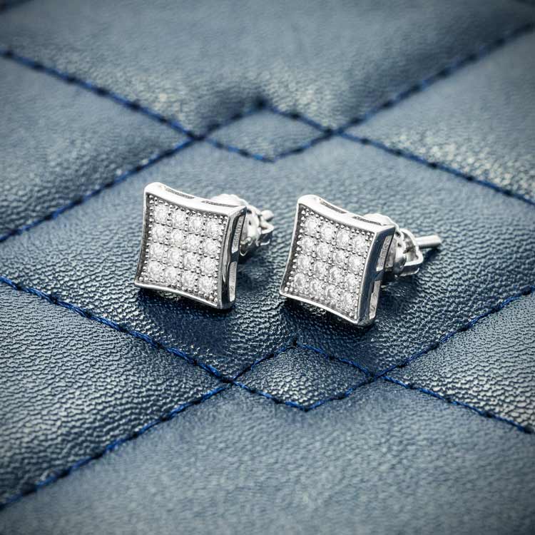 7MM Moissanite Square Stud Earrings 14K Gold、mySite、hinf8tx79