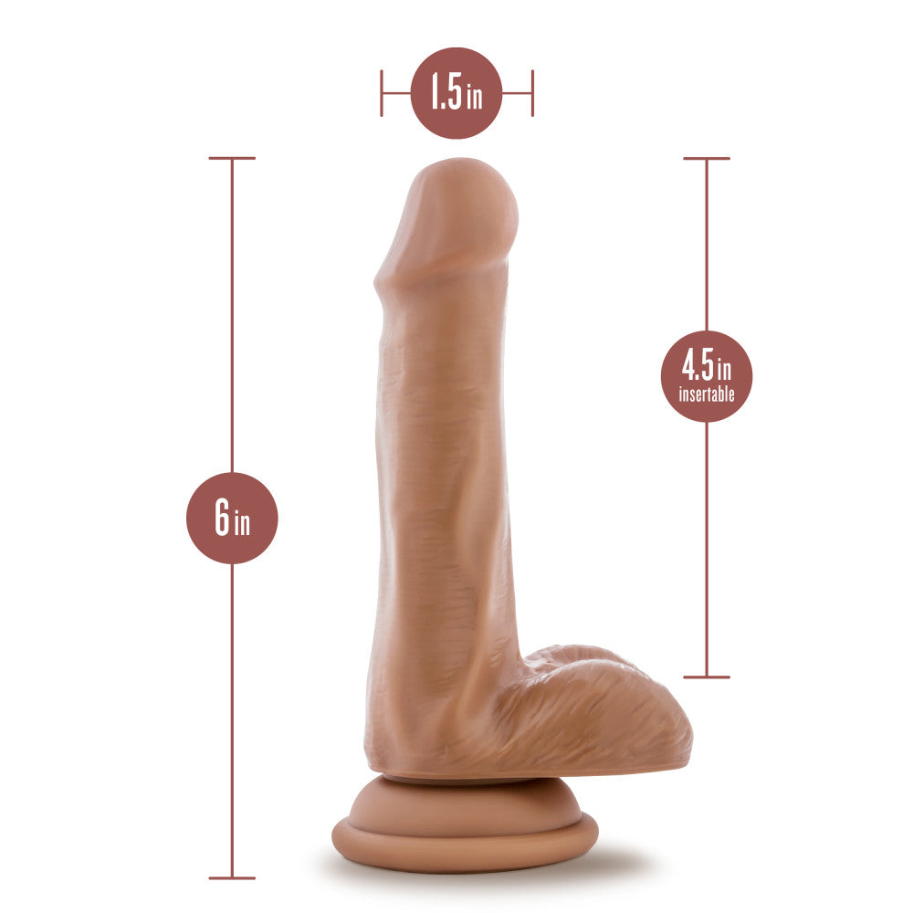 Dr. Skin Plus By Blush® | Realistic Mocha 6.5-Inch Long Soft Yet Erect & Posable Dildo With Balls & Suction Cup Base、mySite、bottomscart