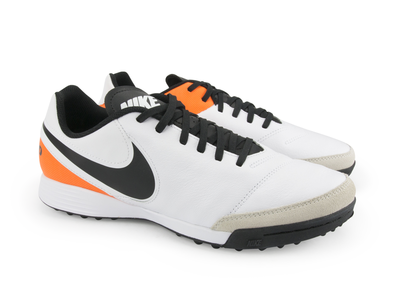 Nike Men's Tiempo Genio Leather Turf Soccer Shoes White/Black/Total Orange、mySite、bottomscart