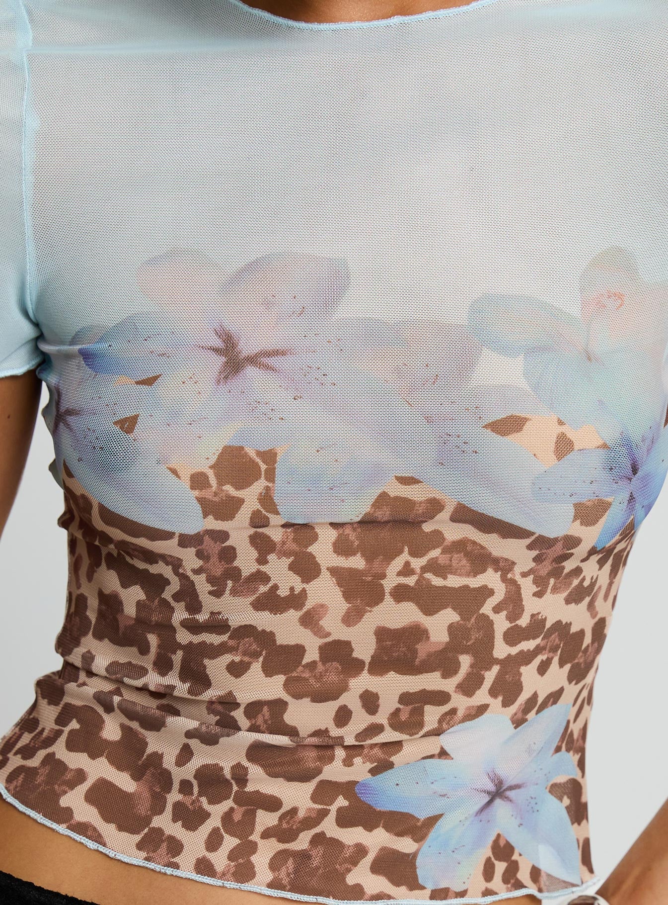 Pop Quiz Mesh Top Blue / Leopard、mySite、solidvoid