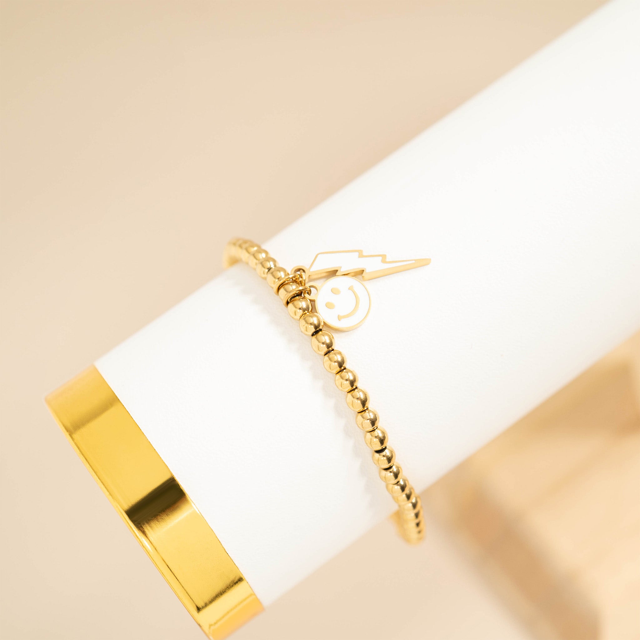 18K Gold PVD Epoxy Smiley Face Charm / PDL0267、mySite、dreamappss