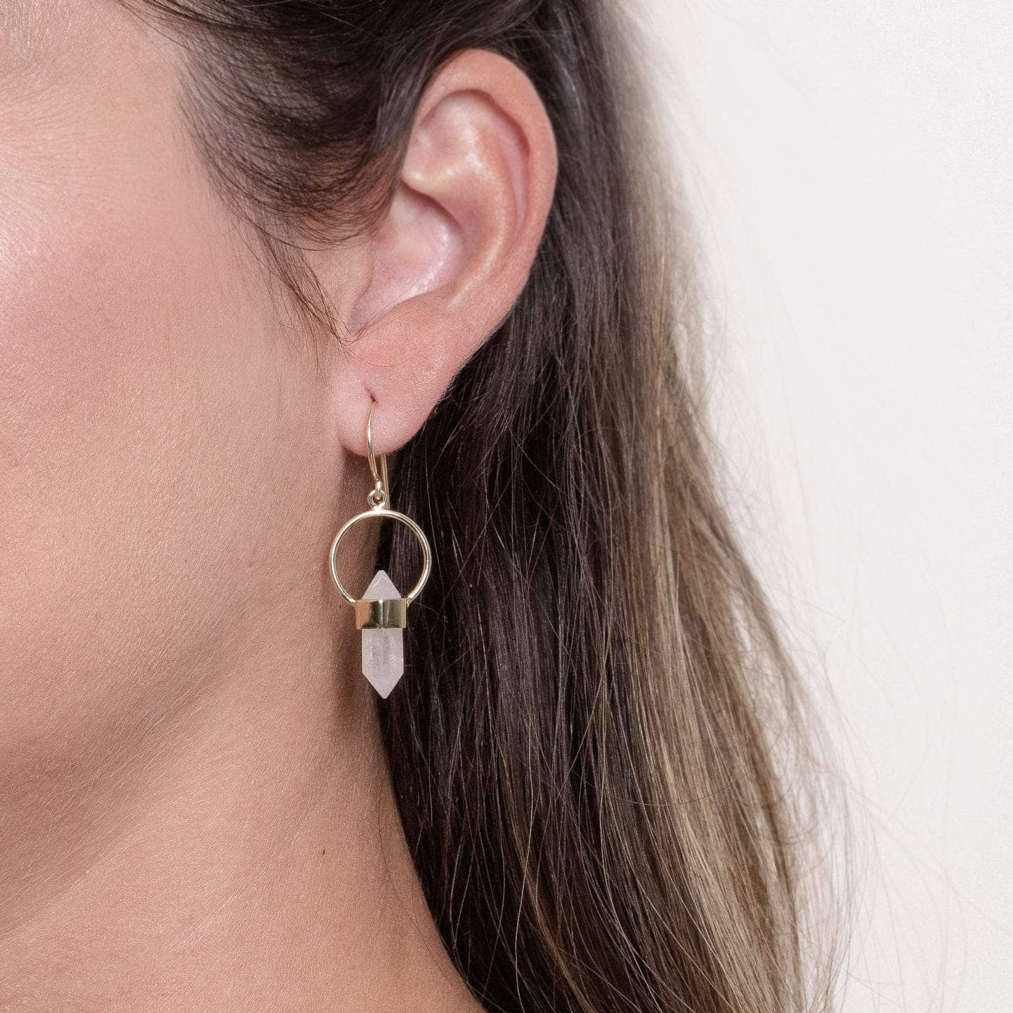 Rainbow Moonstone Crystal Point Earrings、mySite、hinf8tx79