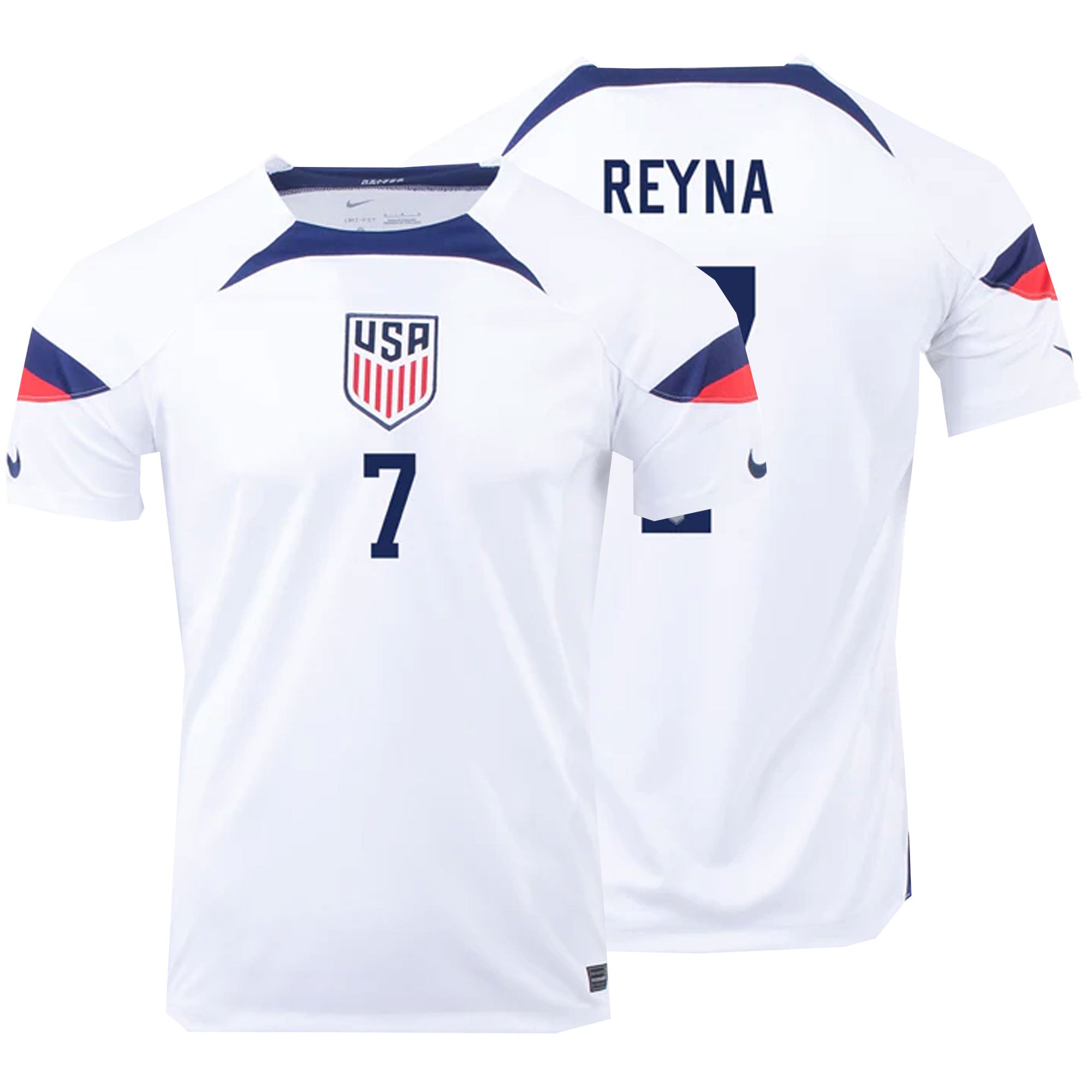 Nike Men's USA 2022/23 Home Jersey w/ Reyna #7 Printing、mySite、bottomscart