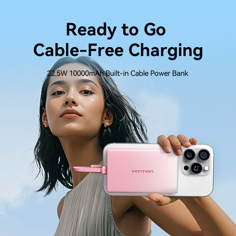 Vention 10000mAh Power Bank (USB-C + Lightning + USB-A) 22.5W LED Display Type、mySite、fannypackpong
