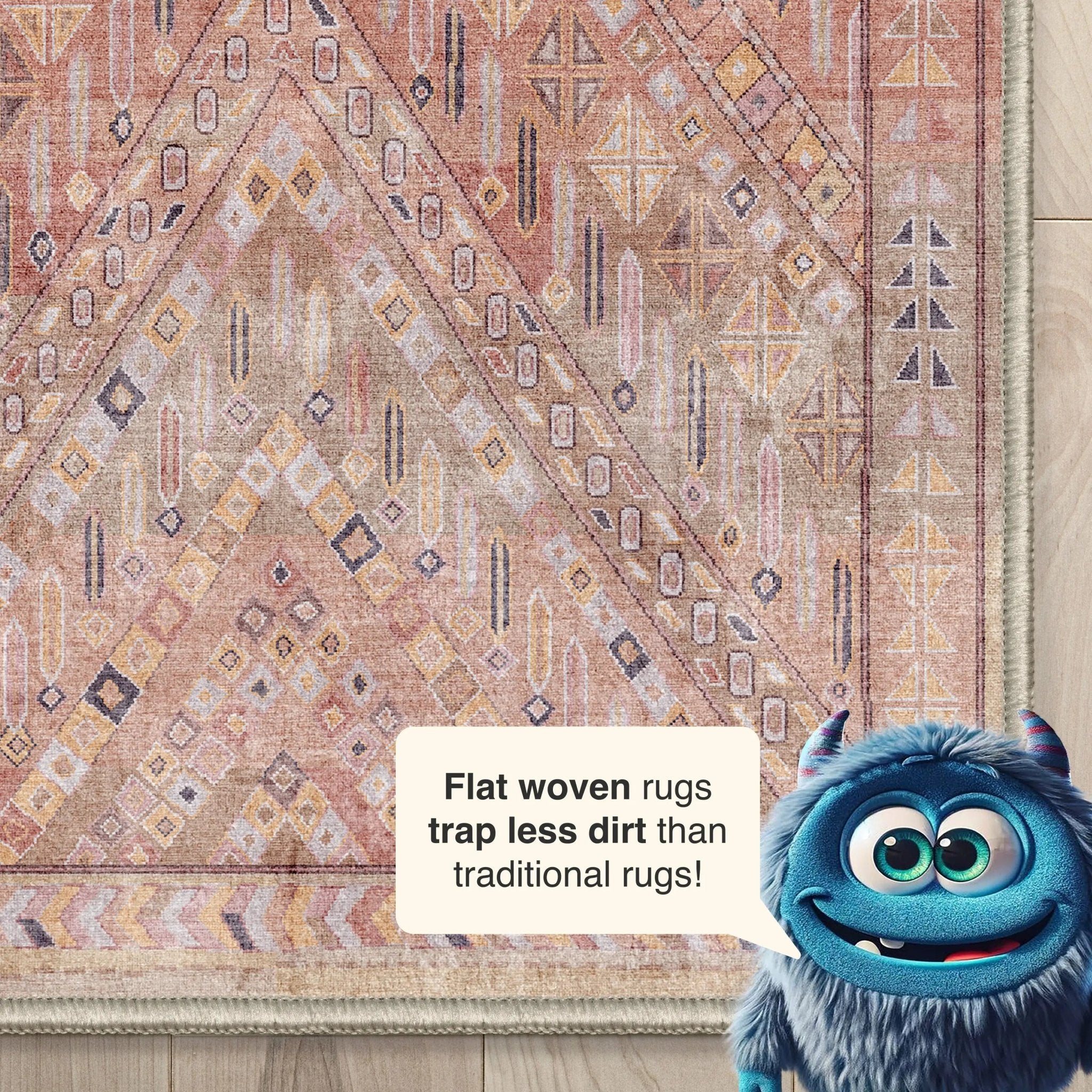 Anya Vintage Tribal Chevron Pink Beige Rust Flat-Weave Rug、mySite、gigharbornorthrealestate