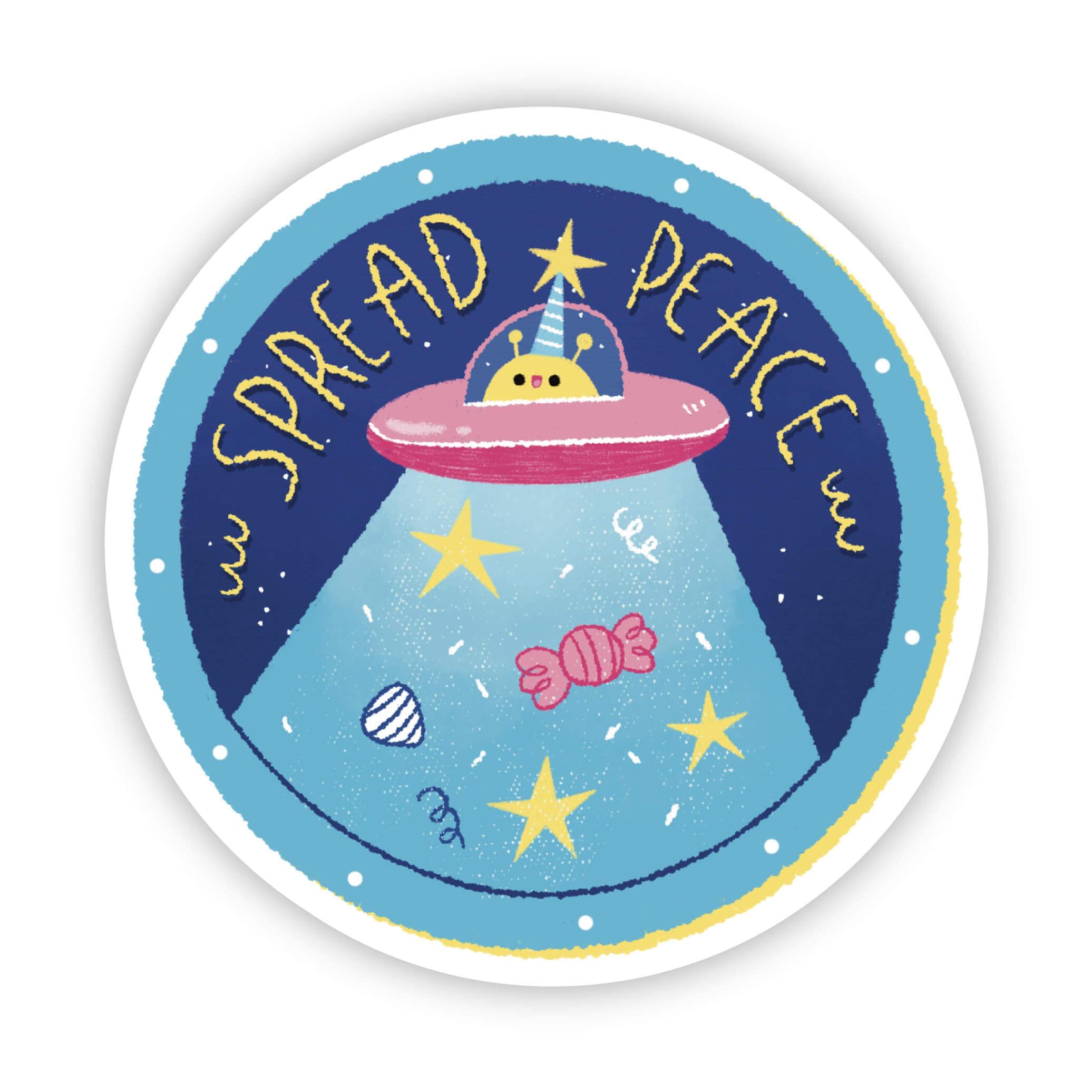  Spread Peace Alien UFO Sticker、mySite、elrpsem3k