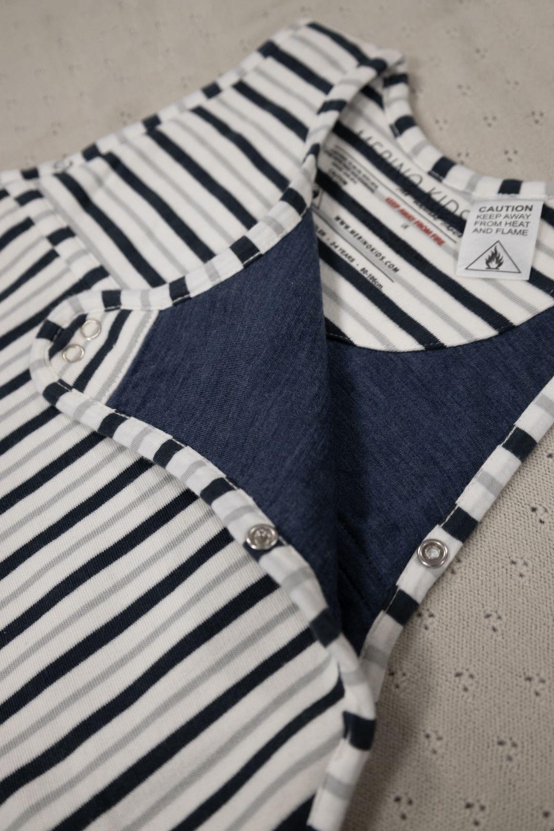  Merino Kids Go Go Sleeping Bag - Duvet Weight - Dark Slate Stripe、mySite、merchandisen