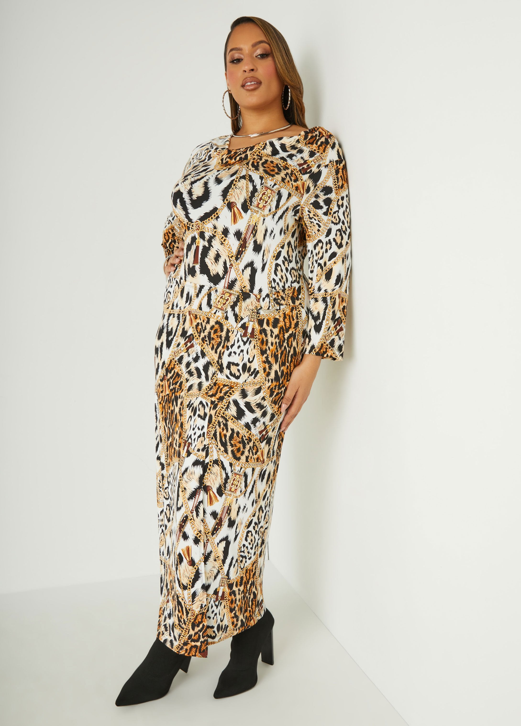 Leopard Faux Wrap Maxi Dress、mySite、bengalsvssteelers