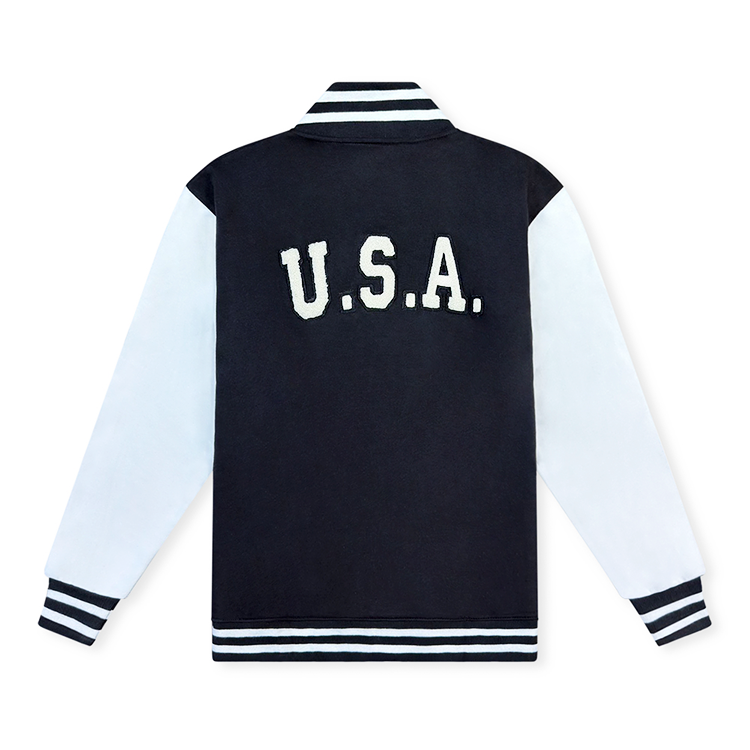 NY Chenille Appliqué Bomber Jacket – Black & White、mySite、vikingsvslions