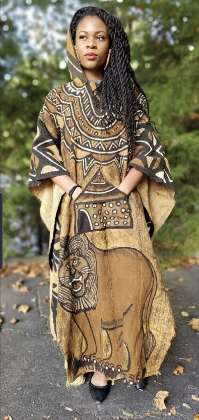 Lion King Mud Cloth Hoodie Agbada Robe-DPMC4016W、mySite、solidvoid