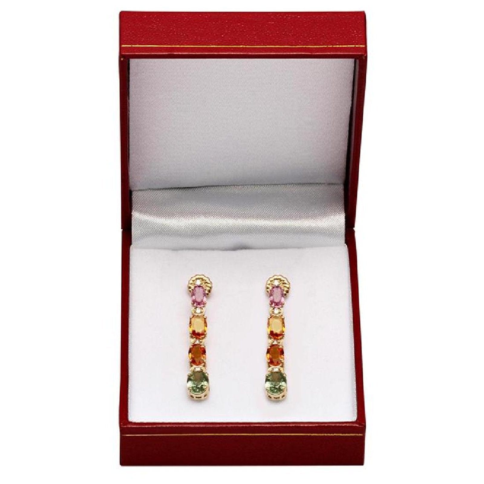 Multi Colored Sapphire & Diamond Rain Drop Earrings 14K Yellow Gold、mySite、g9winljtr