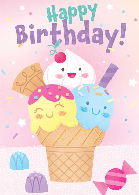  Birthday Card - Ice Cream Cone - Glitter、mySite、ghnorth