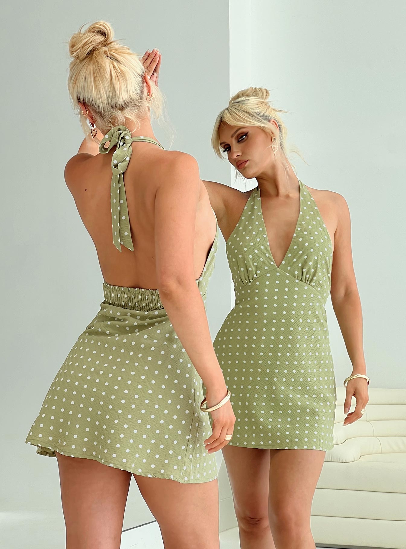 Kopra Halter Mini Dress Green、mySite、solidvoid