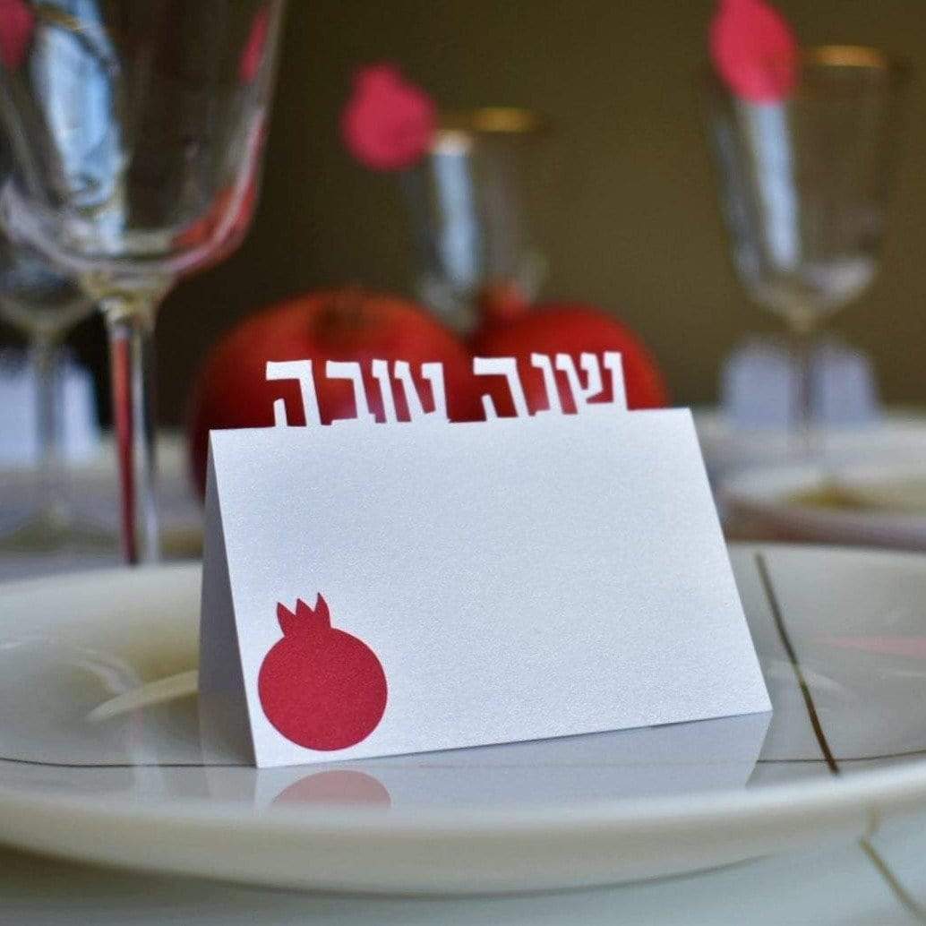 Shana Tova Hebrew Place Cards with Red Pomegranate - Set of 10、mySite、topwebapps
